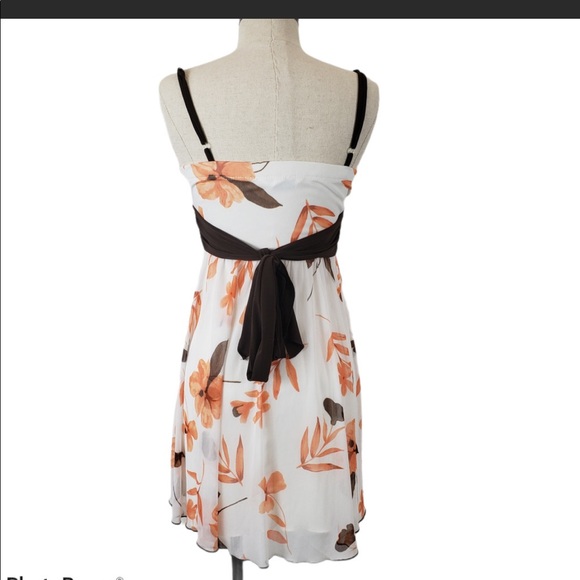 Speechless Floral Empire Waist Midi Dress with Brown Accent Sash - Picture 2 of 5